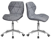 Стілець із коліщатками Torino Modern Office текстиль ріжечка колір сірий BRO-18, хромована нога-хрестовина