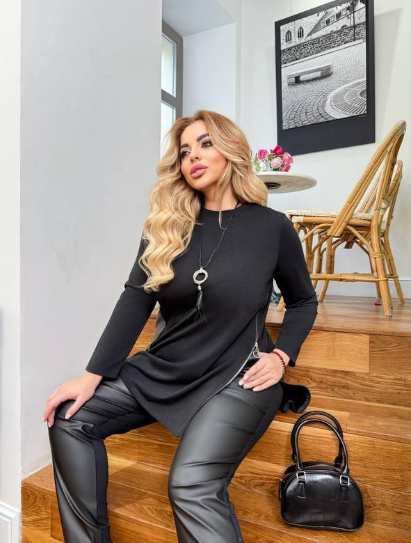 Костюм жіночий зі шкіряними вставками 7675, фото 1