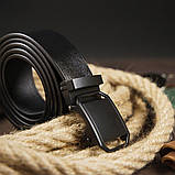 Ремінь чоловічий з пряжкою матовою Vintage 20269 Чорний, фото 5