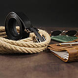 Ремінь чоловічий з пряжкою куточки Vintage 20262 Чорний, фото 6