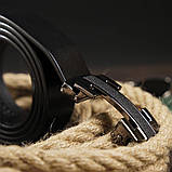 Ремінь чоловічий з пряжкою куточки Vintage 20262 Чорний, фото 7