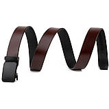 Ремінь чоловічий з чорною пряжкою автомат Vintage 20271 Коричневий, фото 2