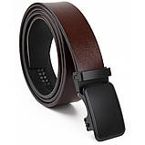 Ремінь чоловічий з чорною пряжкою автомат Vintage 20271 Коричневий, фото 3