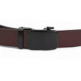 Ремінь чоловічий з чорною пряжкою автомат Vintage 20271 Коричневий, фото 4