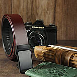 Ремінь чоловічий з чорною пряжкою автомат Vintage 20271 Коричневий, фото 5