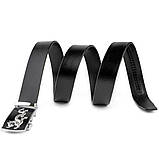 Ремінь чоловічий сріблястий дракон Vintage 20256 Чорний, фото 2