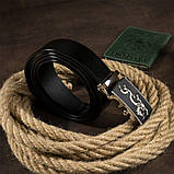 Ремінь чоловічий сріблястий дракон Vintage 20256 Чорний, фото 6