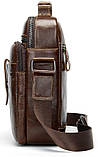 Сумка чоловіча гладка Vintage 14700 Коричнева, фото 2