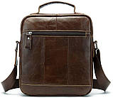 Сумка чоловіча гладка Vintage 14700 Коричнева, фото 3