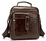 Сумка чоловіча гладка Vintage 14700 Коричнева, фото 4
