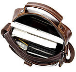 Сумка чоловіча гладка Vintage 14700 Коричнева, фото 6