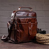 Сумка чоловіча гладка Vintage 14700 Коричнева, фото 7