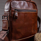 Сумка чоловіча гладка Vintage 14700 Коричнева, фото 8