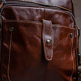 Сумка чоловіча гладка Vintage 14700 Коричнева, фото 10
