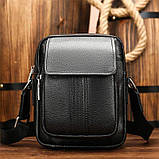 Сумка чоловіча шкіряна флотар Vintage 14943 Чорна, фото 7