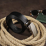 Ремінь з автоматичною пряжкою з візерунком Vintage 20251 Чорний, фото 9