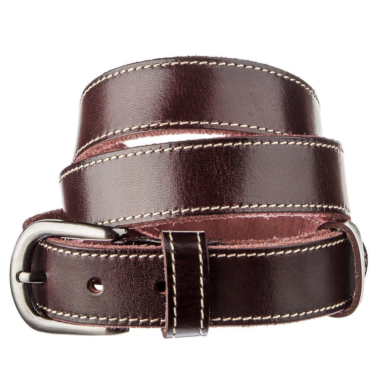 Ремінь унісекс з рядком по краях Vintage 20125 Темно-коричневий, фото 1