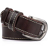Ремінь унісекс з рядком по краях Vintage 20125 Темно-коричневий, фото 5