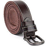 Ремінь унісекс з рядком по краях Vintage 20125 Темно-коричневий, фото 6