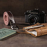 Ремінь унісекс з рядком по краях Vintage 20125 Темно-коричневий, фото 8