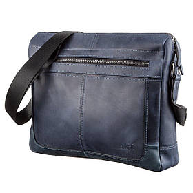Ділова чоловіча шкіряна сумка на плече SHVIGEL 11249 Синя