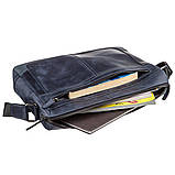 Ділова чоловіча шкіряна сумка на плече SHVIGEL 11249 Синя, фото 3