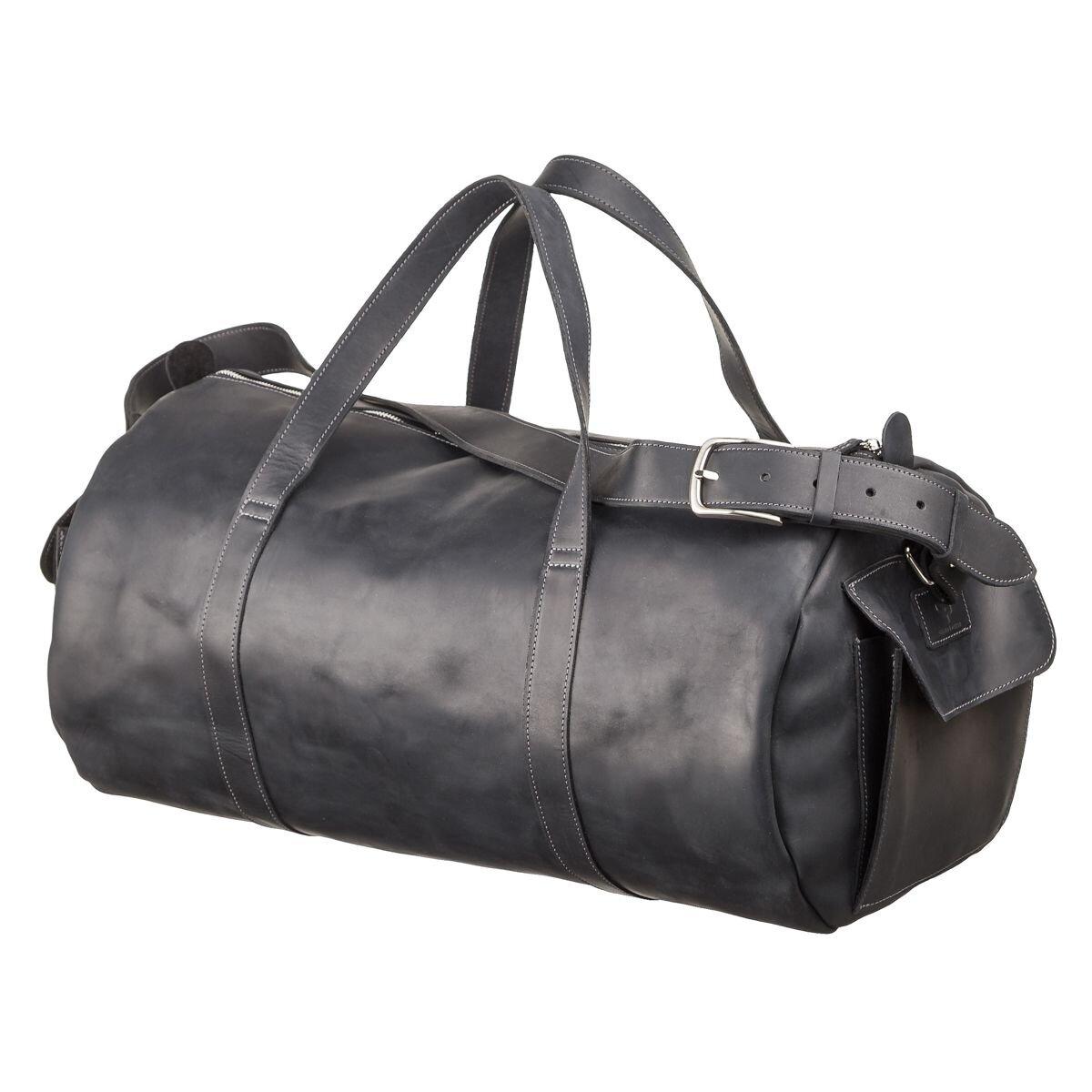 Сумка дорожня Grande Pelle 11046 з вінтажній шкіри Чорна, фото 1