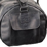 Сумка дорожня Grande Pelle 11046 з вінтажній шкіри Чорна, фото 5