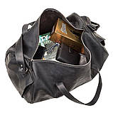Сумка дорожня Grande Pelle 11046 з вінтажній шкіри Чорна, фото 8
