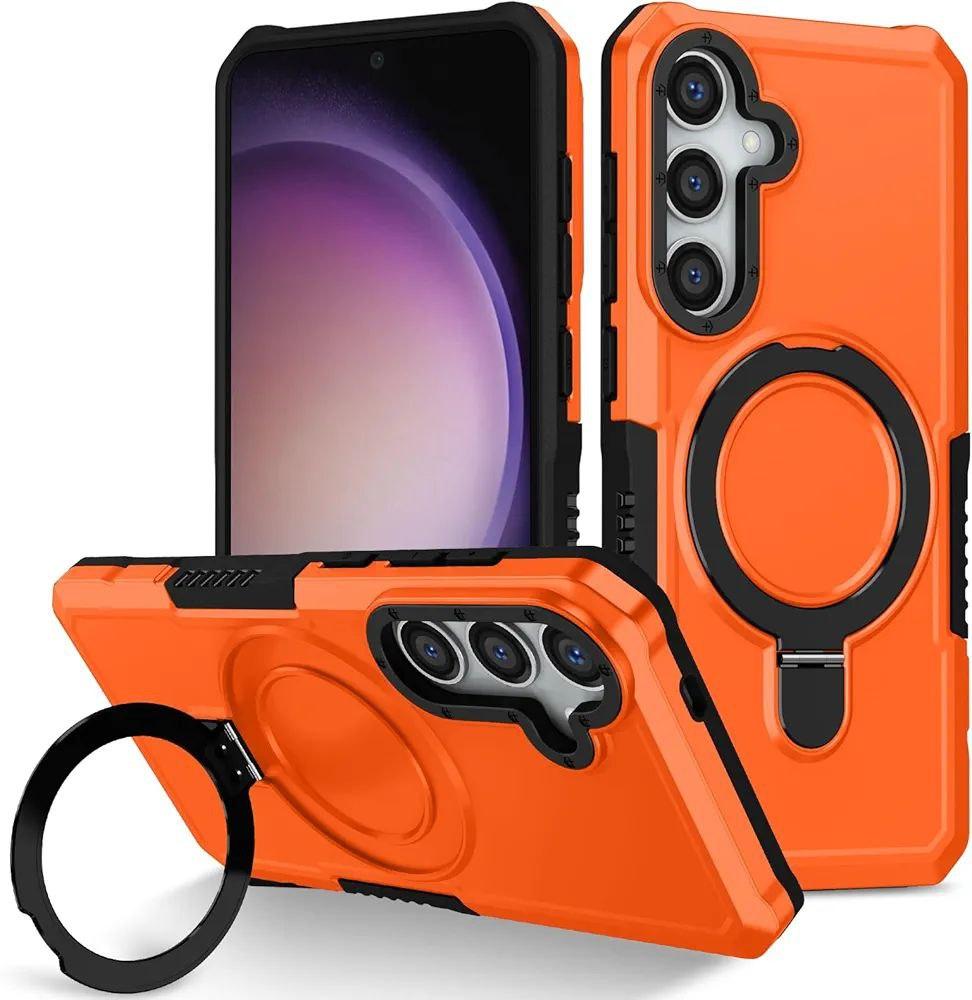 Протиударний чохол Pivot для Samsung Galaxy S24 FE помаранчевий з кільцем підставкою