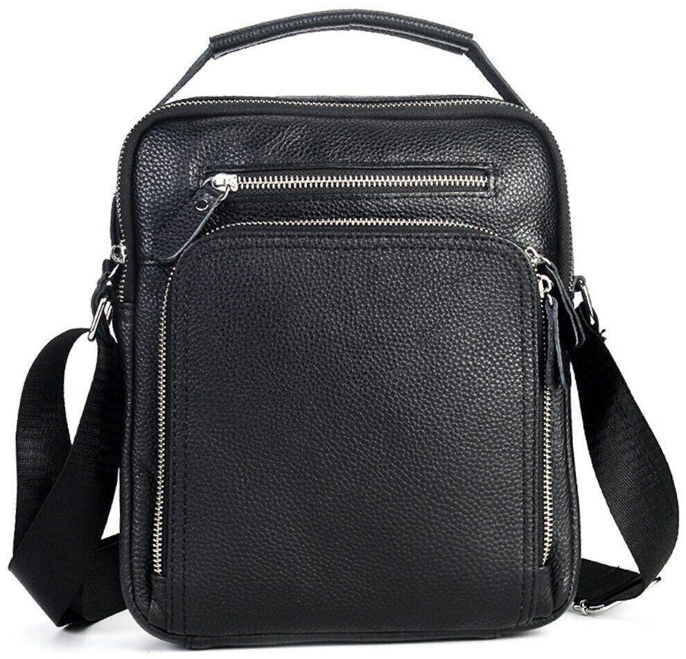 Сумка месенджер шкіряна Vintage 20247 Чорна, фото 1