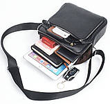 Сумка месенджер шкіряна Vintage 20247 Чорна, фото 5