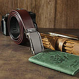 Ремінь чоловічий c матовою вставкою на пряжці Vintage 20278 Коричневий, фото 7