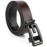 Ремінь чоловічий c пряжкою у вигляді букви G Vintage 20288 Коричневий, фото 3