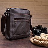 Сумка чоловіча компактна Vintage 14746 Коричнева, фото 5