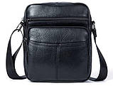 Сумка чоловіча компактна шкіряна Vintage 14909 Чорна, фото 2