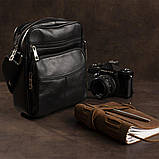 Сумка чоловіча компактна шкіряна Vintage 14909 Чорна, фото 6