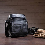 Сумка чоловіча компактна шкіряна Vintage 14909 Чорна, фото 7