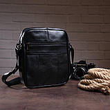 Сумка чоловіча компактна шкіряна Vintage 14909 Чорна, фото 8