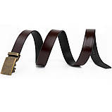 Ремінь чоловічий з латунною пряжкою автомат Vintage 20264 Коричневий, фото 2