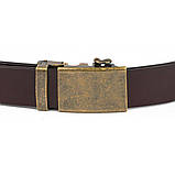 Ремінь чоловічий з латунною пряжкою автомат Vintage 20264 Коричневий, фото 6