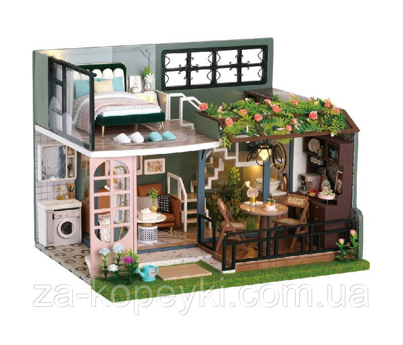 Румбокс Будиночок напівсад Half of The Garden Dollhouse Kit DIY Інтер'єрний конструктор L-035 + купол