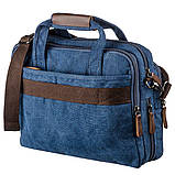 Сумка текстильна для ноутбука 15.6 на два відділення Vintage 20179 Синя, фото 2