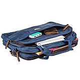 Сумка текстильна для ноутбука 15.6 на два відділення Vintage 20179 Синя, фото 5