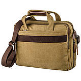 Сумка текстильна для ноутбука 15.6 на два відділення Vintage 20181 Хакі, фото 2