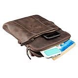 Стильний чоловічий месенджер з вінтажній шкіри Shvigel 11180 Коричневий, фото 3