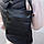 Барсетка чоловіча з натуральної шкіри через плече містка каркасна, чорна, фото 4