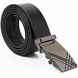 Ремінь чоловічий c затемненоб металевою пряжкою Vintage 20208 Чорний, фото 5