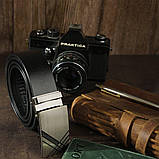 Ремінь чоловічий c затемненоб металевою пряжкою Vintage 20208 Чорний, фото 7