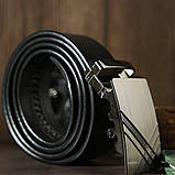 Ремінь чоловічий c затемненоб металевою пряжкою Vintage 20208 Чорний, фото 8